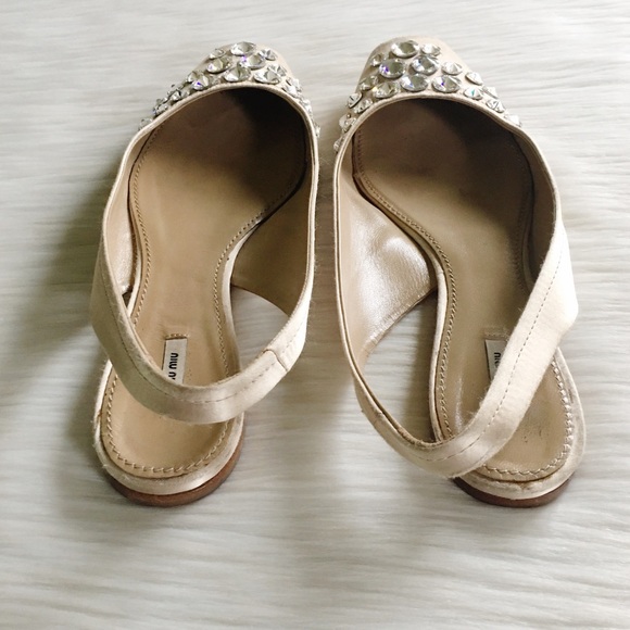Miu Miu Ballet Satin Sling Back Flats - Picture 4 of 8